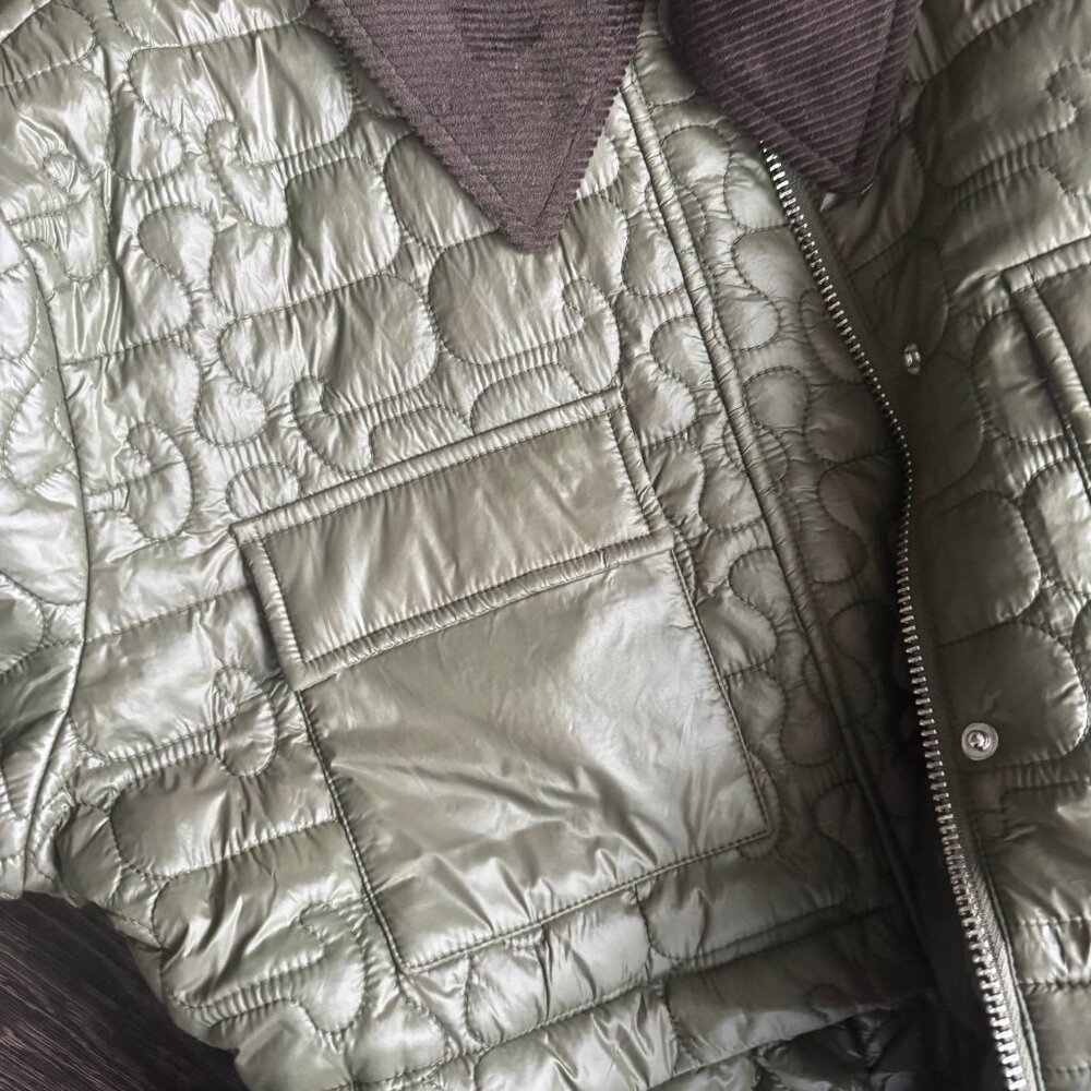 Ganni NWOT Quilt Midi Jacket Dark Green - Picture 10 of 14